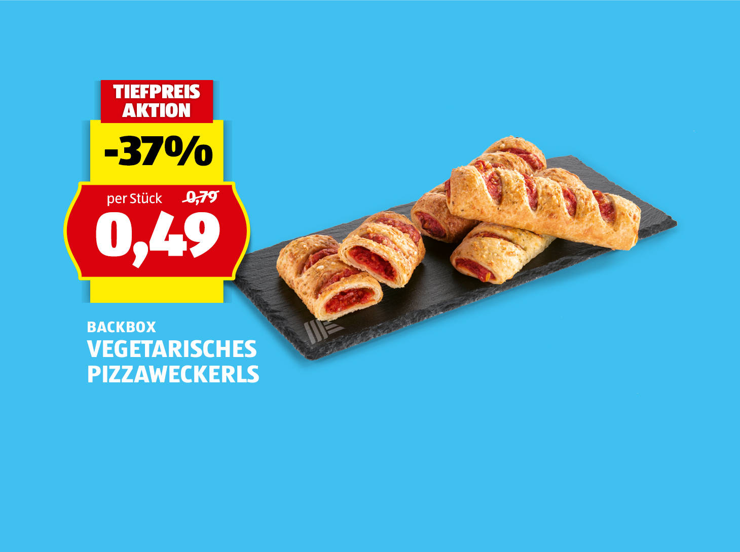 Backbox, Vegetarisches Pizzaweckerl, € 0,49