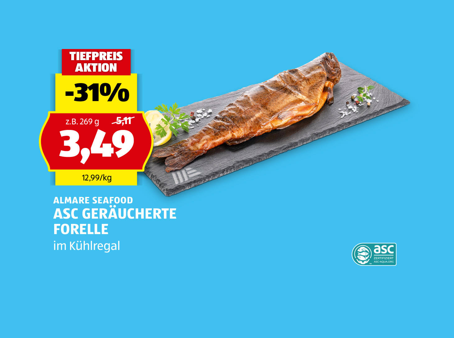 Almare Seafood ASC geräucherte Forelle, € 3,49