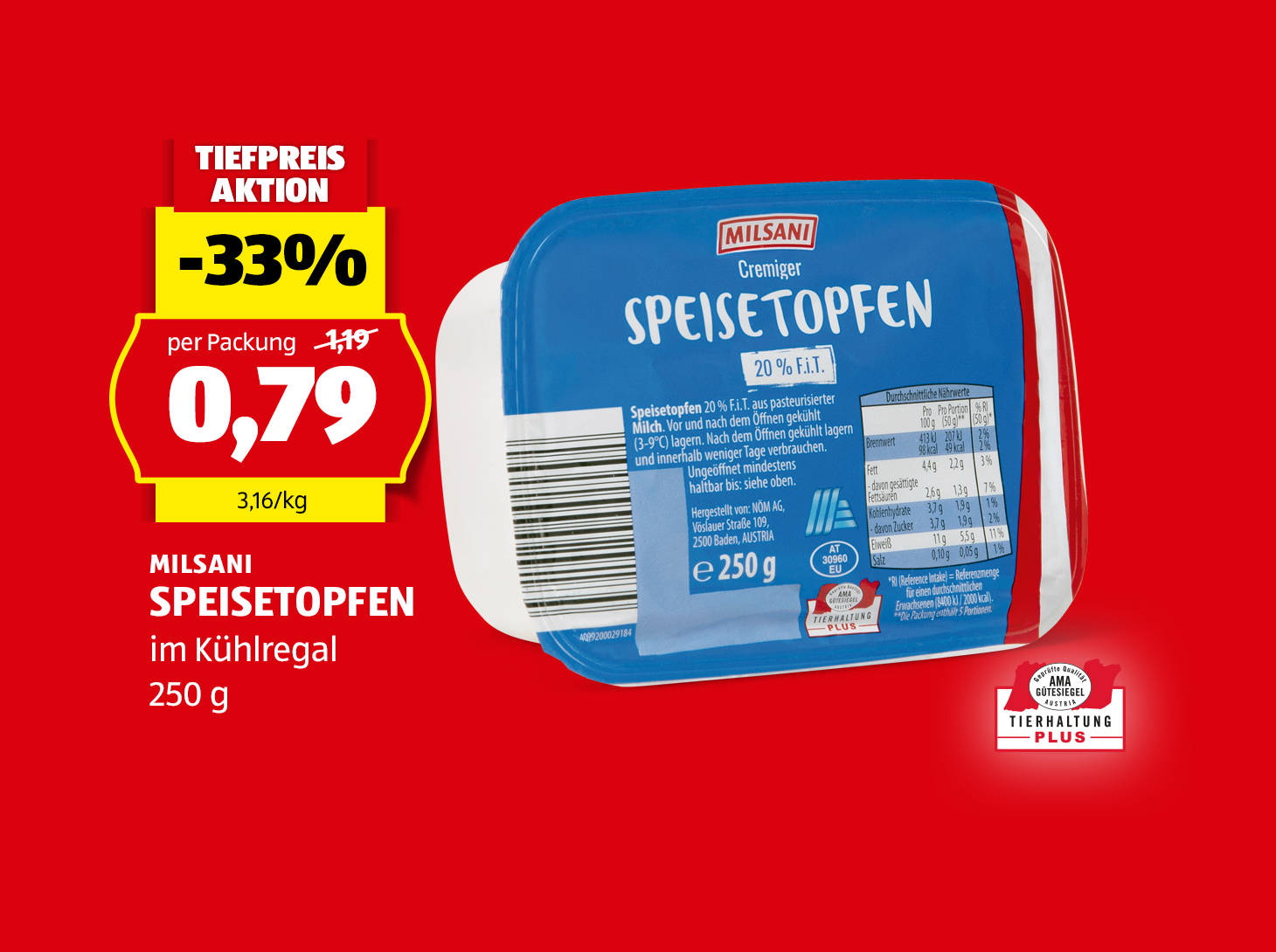 Milsani, Speisetopfen, 250 g, € 0,79