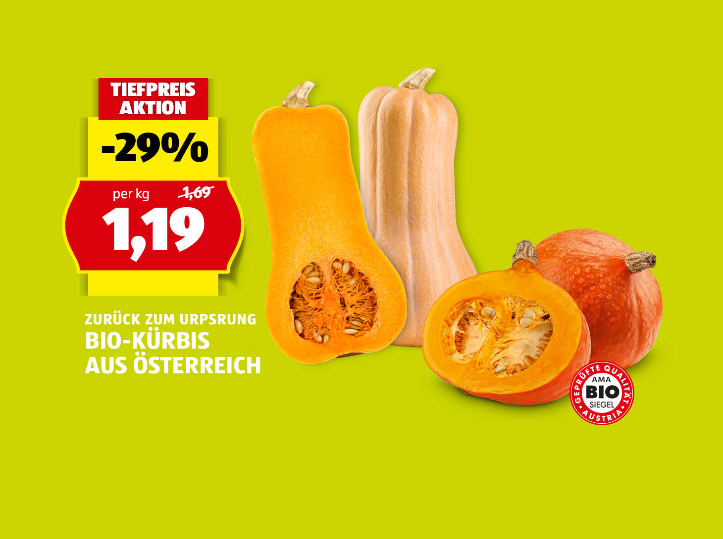 Zurück zum Ursprung, Bio-Kürbis aus Österreich, € 1,19