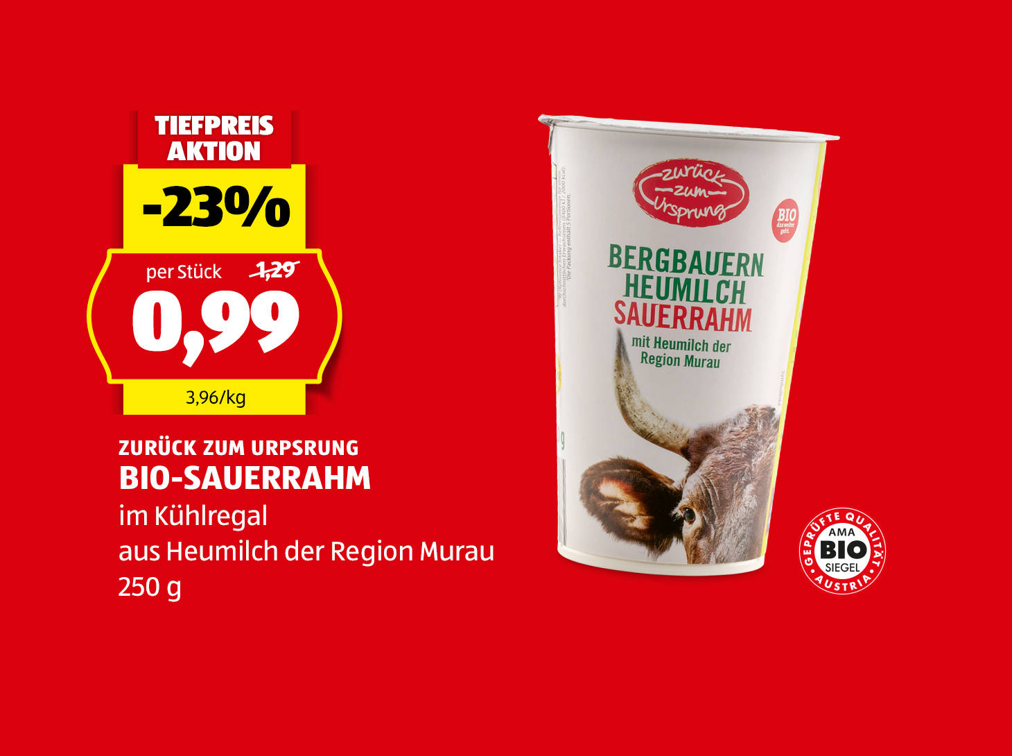 Zurück zum Ursprung, Bio-Sauerrahm, 250 g, € 0,99