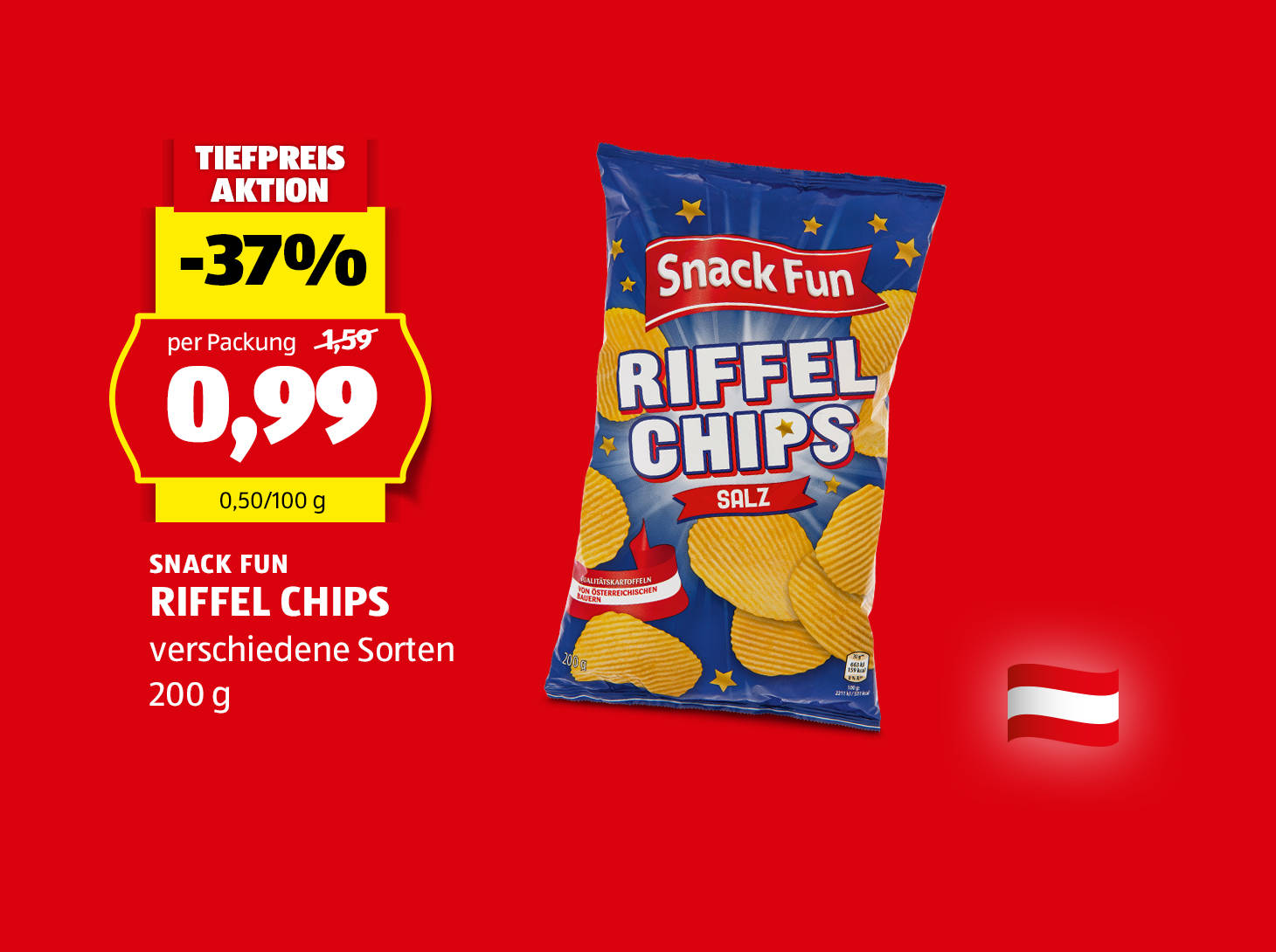 Snack Fun Riffel Chips, 200 g, in verschiedenen Sorten erhältlich, € 0,99