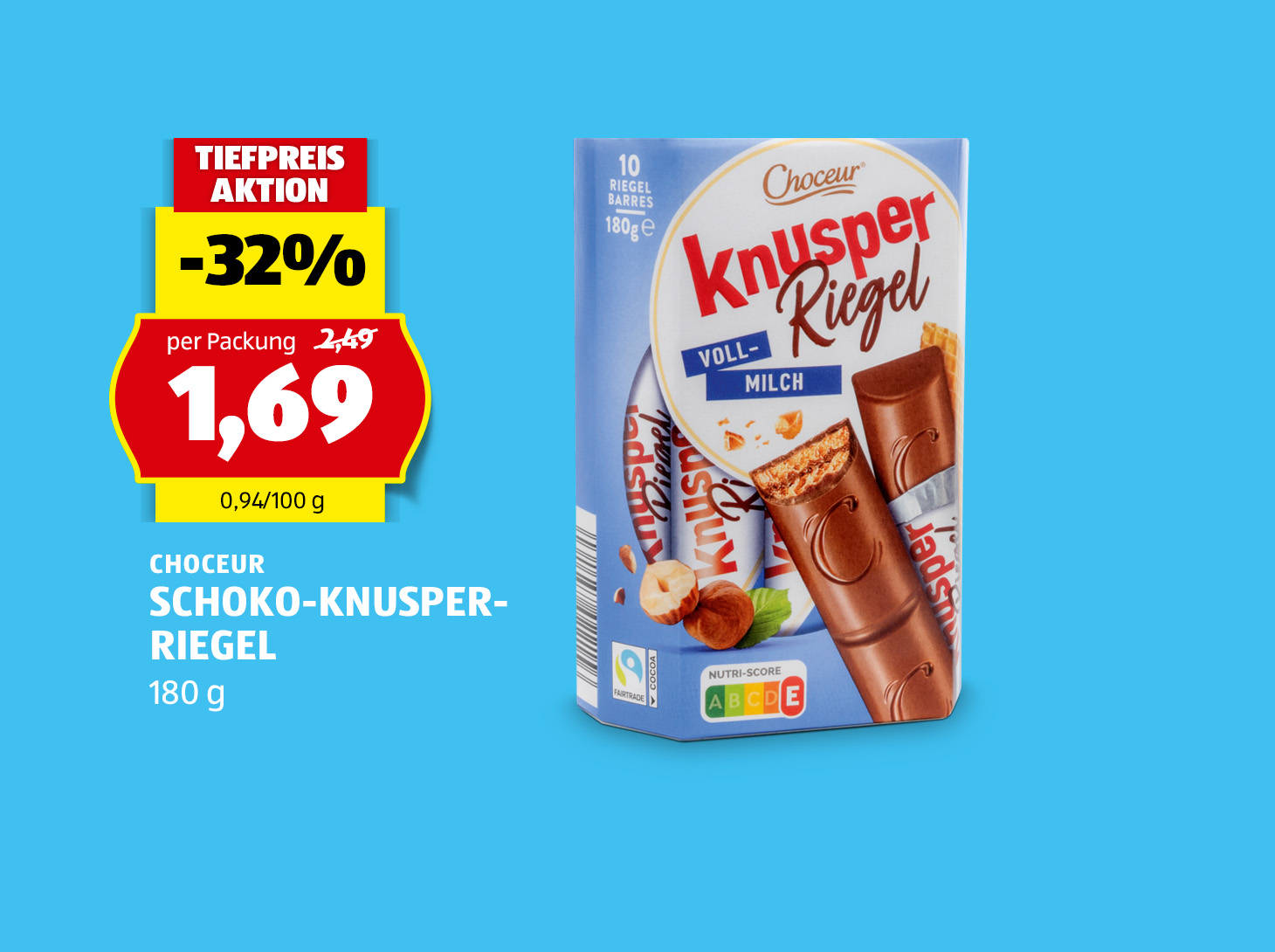 Choceur Schoko-Knusperriegel, € 1,69