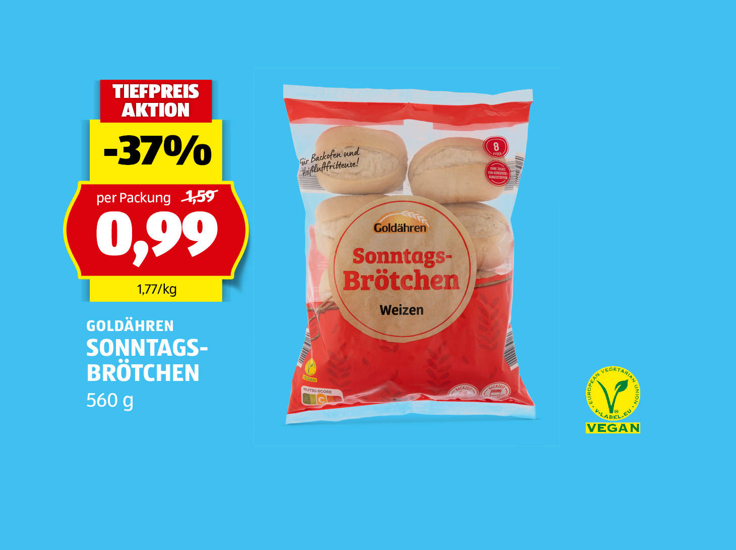 Goldähren Sonntags-Brötchen, € 0,99