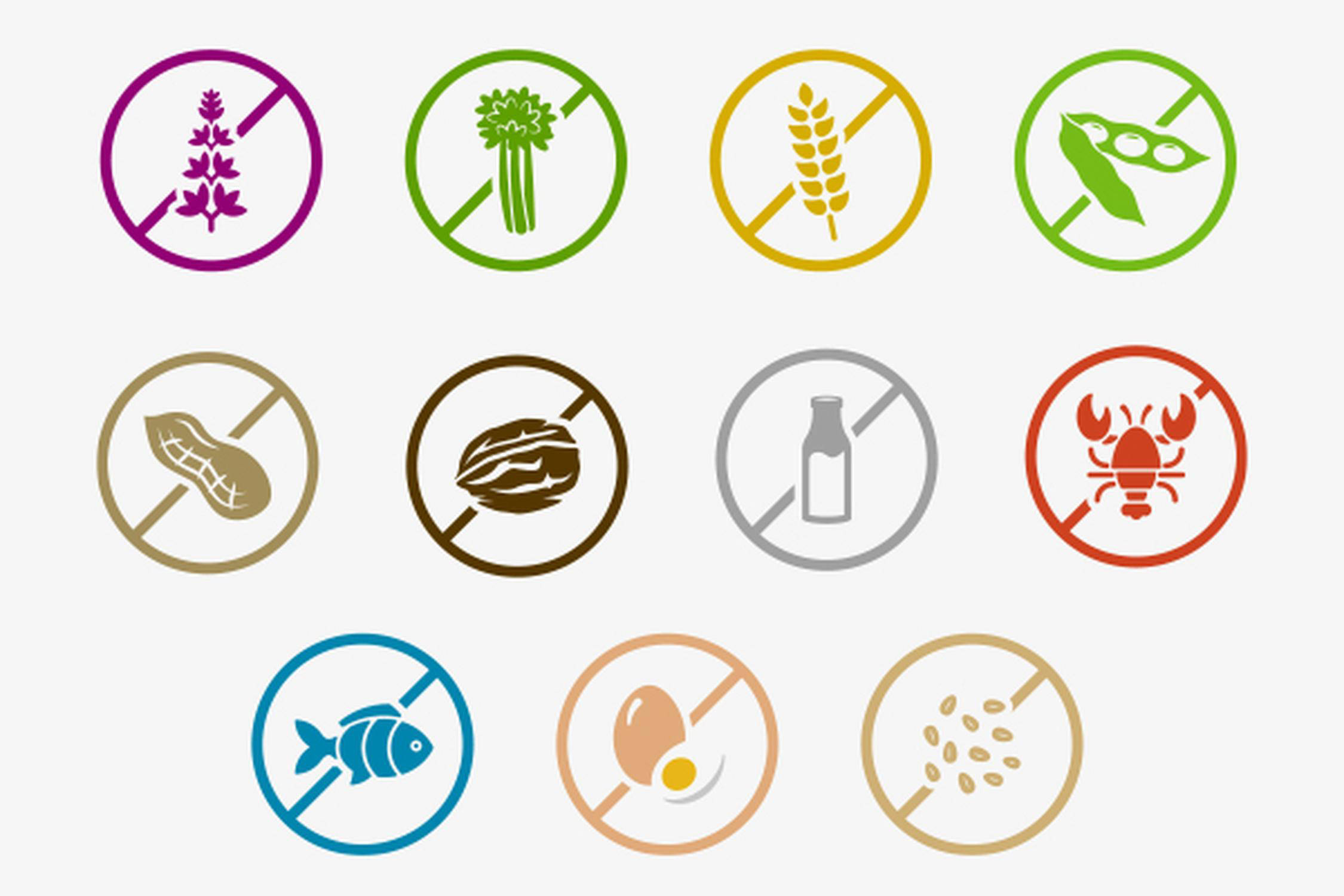 Symbole für Lebensmittelnverträglichkeiten