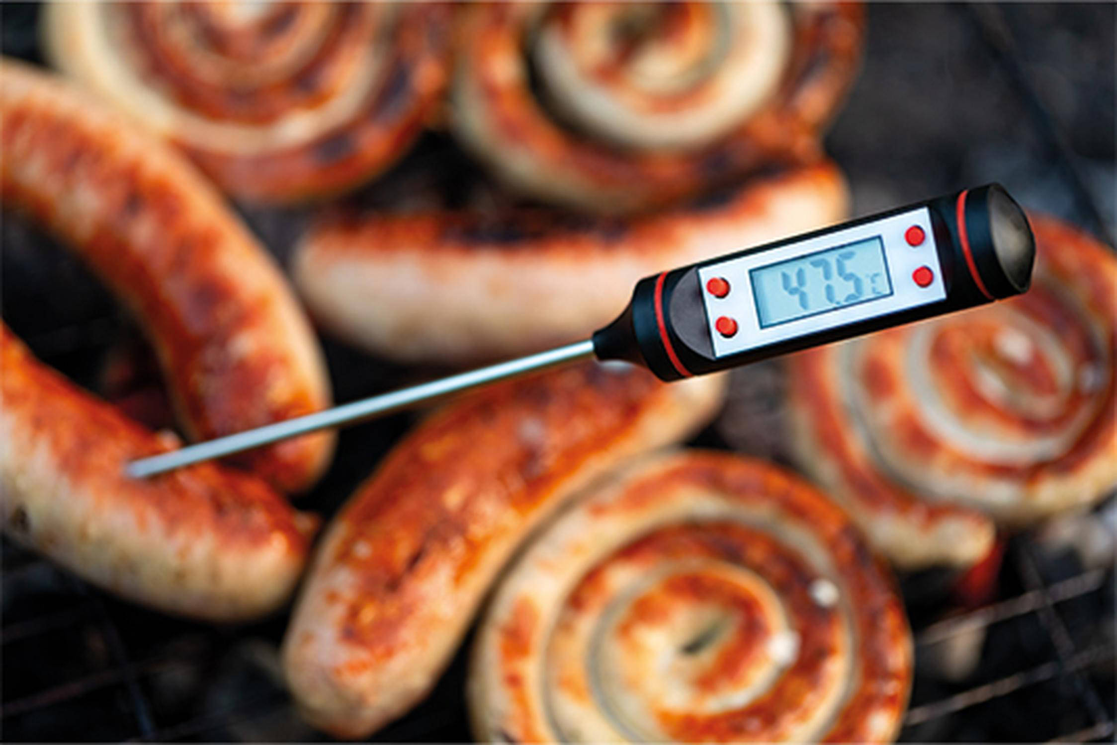 Auf dem Bild ist ein Thermometer für das Essen ersichtlich.