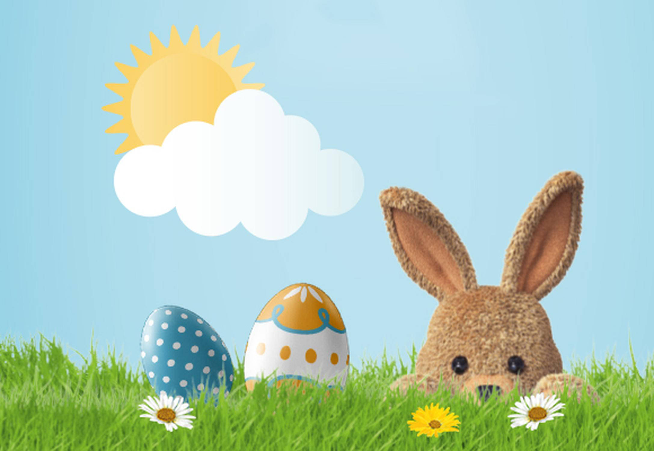 Der Osterhase in einer Wiese.