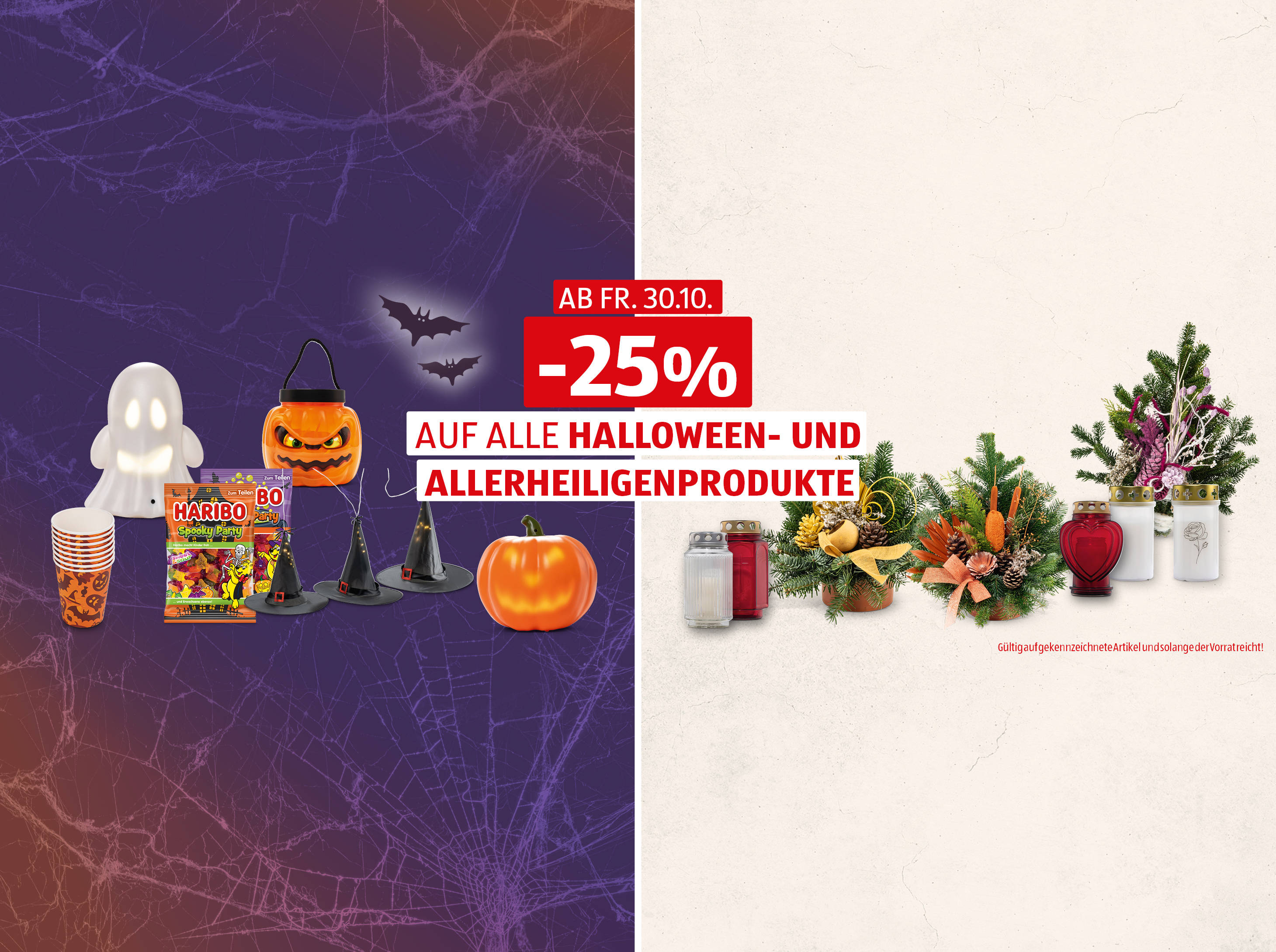 Ab FR. 30.10. -25% auf alle Halloween- und Allerheiligenprodukte