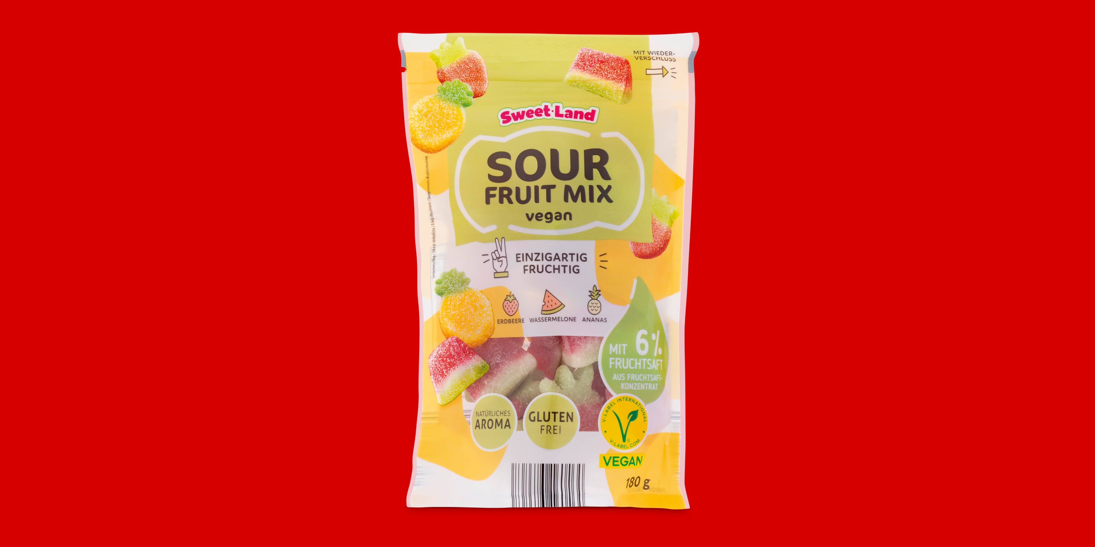 Sweet Land Veganes Fruchtgummi 180 g, Sorte Sour Fruit Mix 