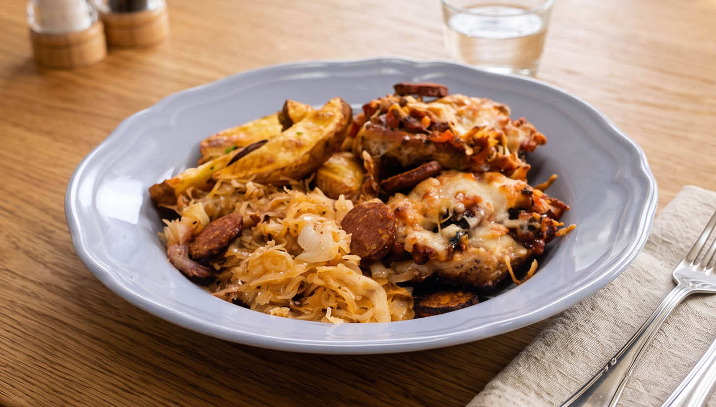 Sertéskaraj baconös káposztaágyon