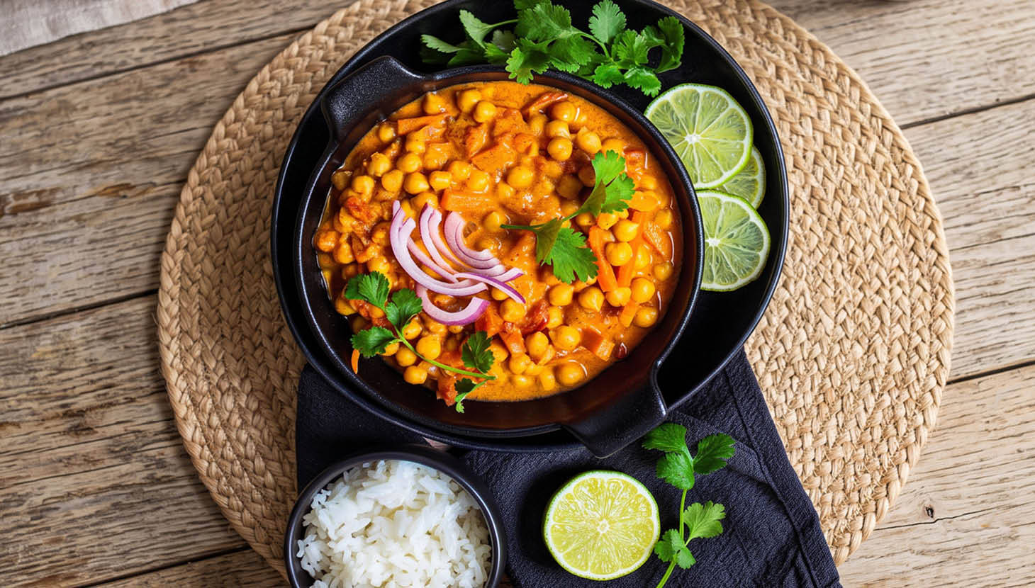 Vegán csicseriborsós-vörös lencsés curry