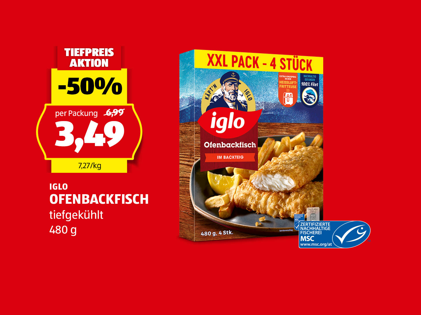 Iglo Ofenbackfisch, 480 g, € 3,49