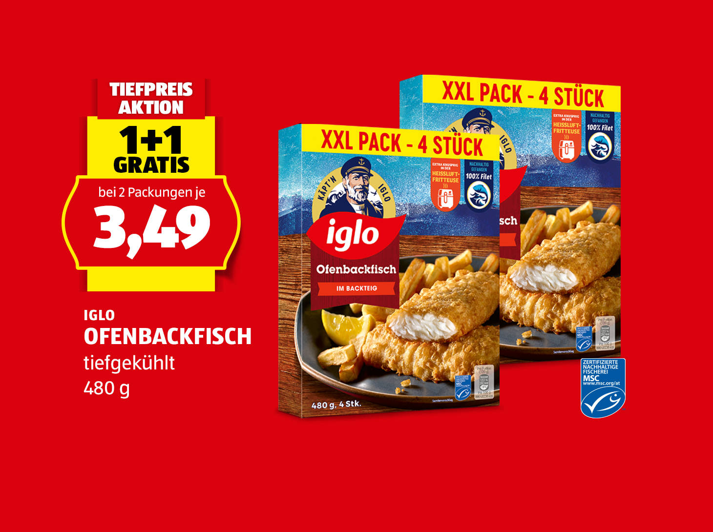 Iglo, Ofenbackfisch, 480 g, € 3,49
