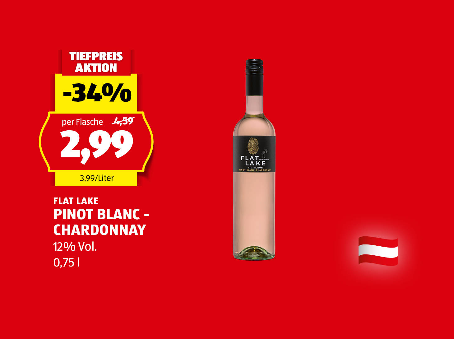 Flat Lake Pinot Blanc-Chardonnay, € 2,99
