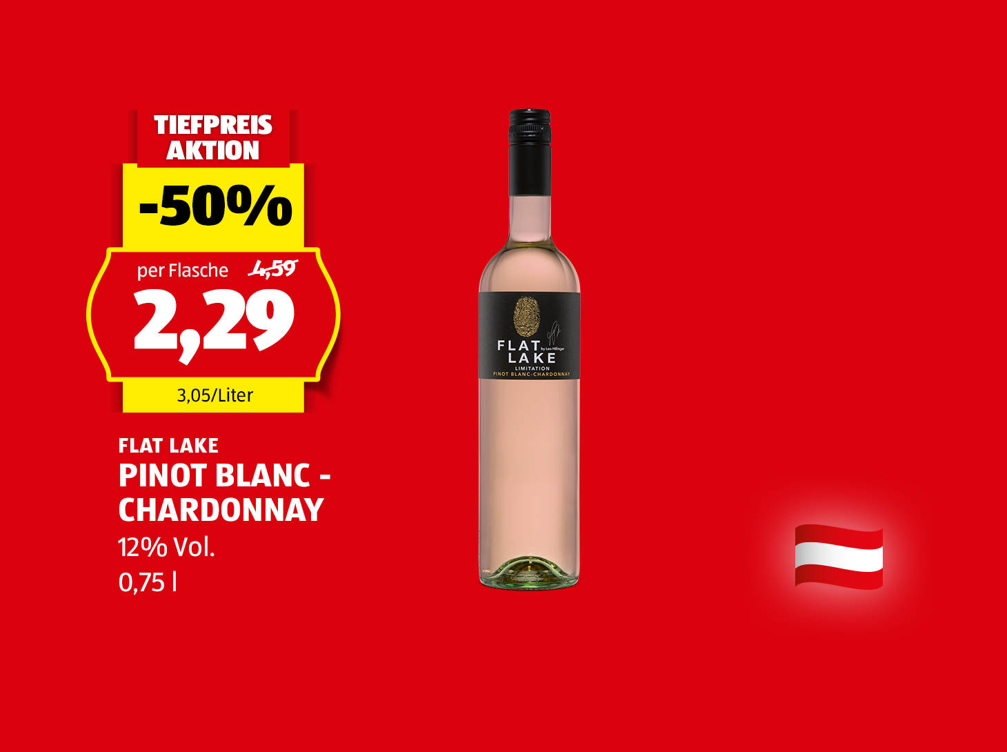 Flat Lake Pinot Blanc-Chardonnay, 0,75 l, € 2,29