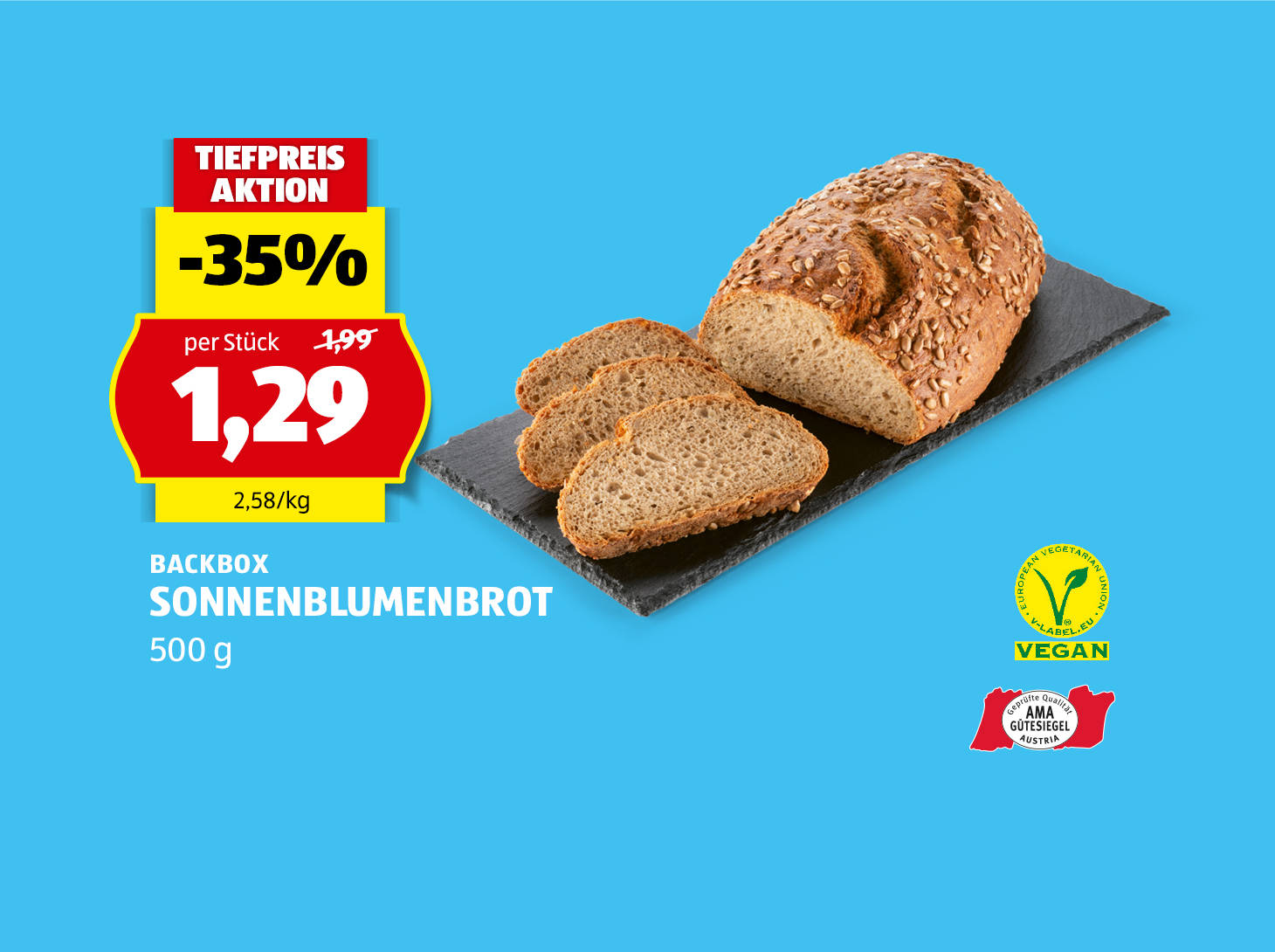 Backbox, Sonnenblumenbrot, 500 g, € 1,29