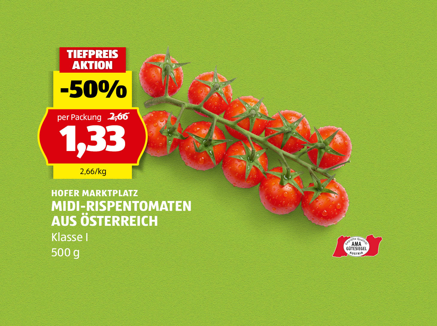 Hofer Marktplatz Midi-Rispentomaten aus Österreich, € 1,33
