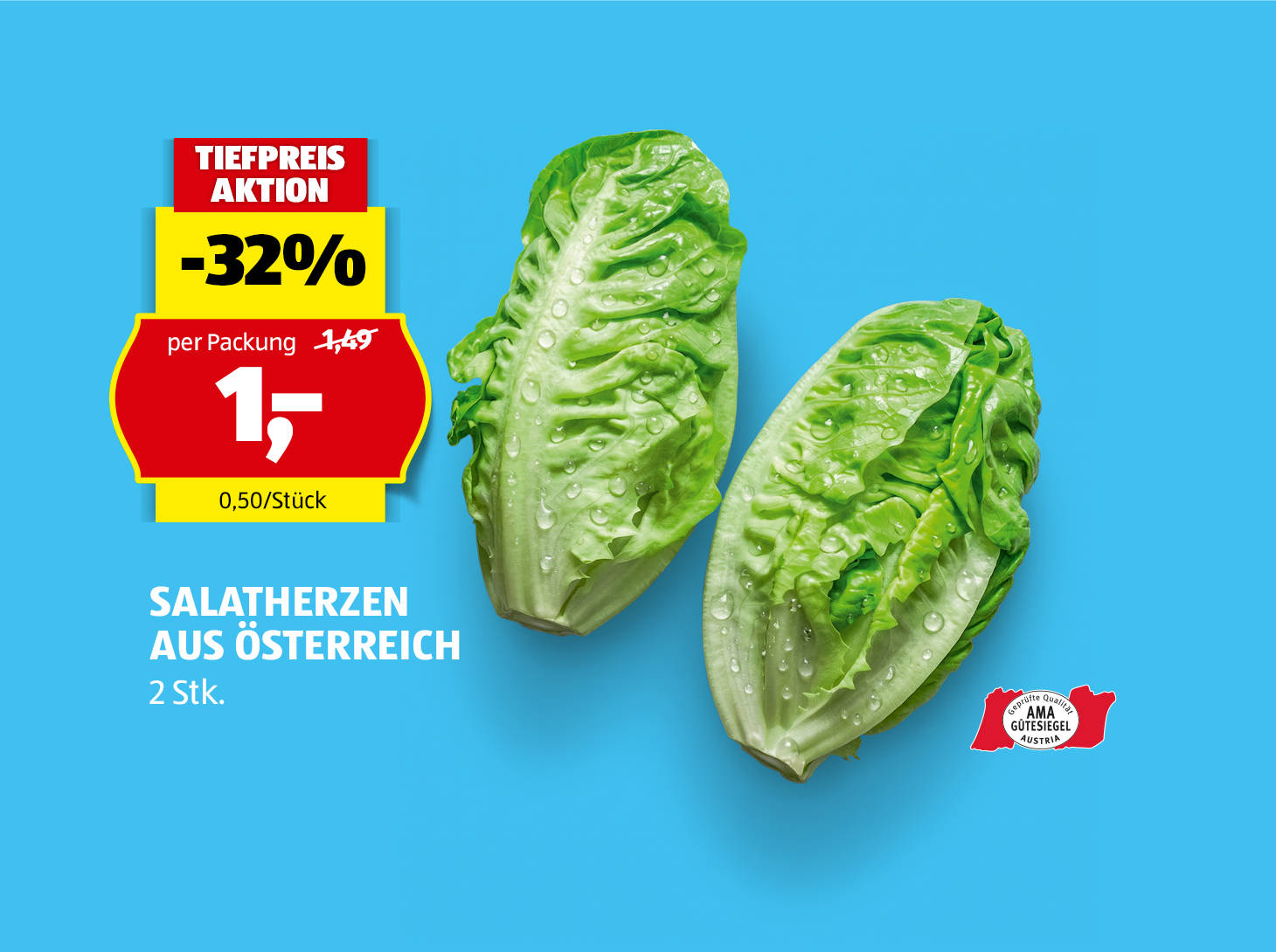 Salatherzen aus Österreich, 2 Stück, € 1,00