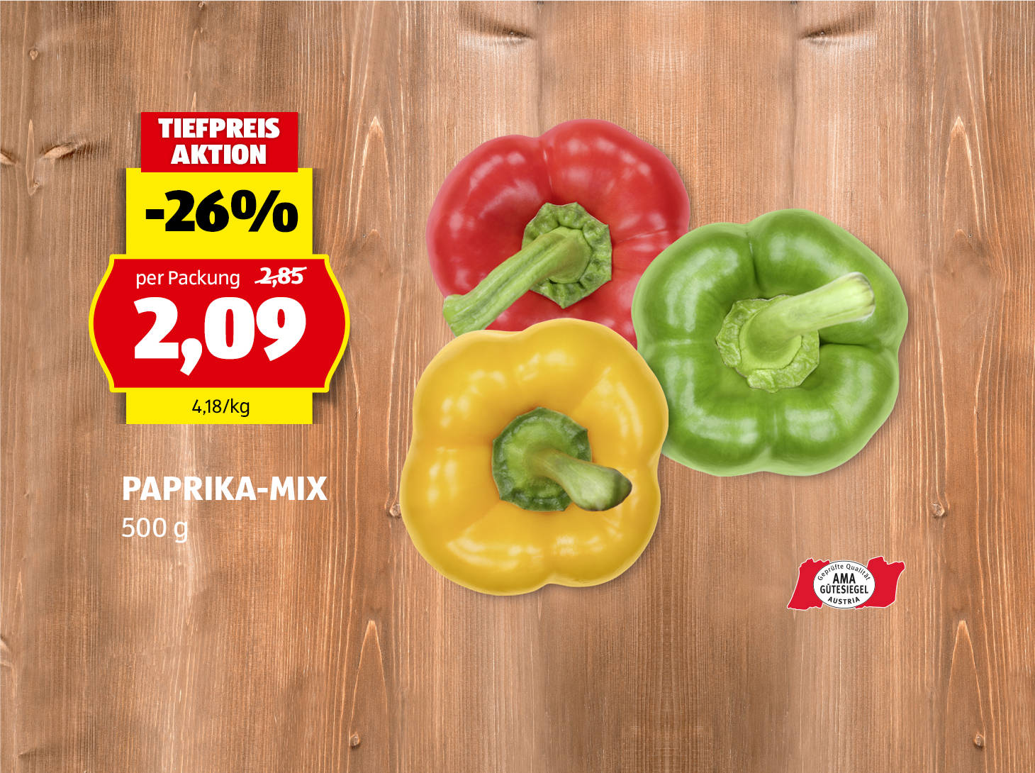 Paprika-Mix, 500 g, statt € 2,85 per Packung nur € 2,09
