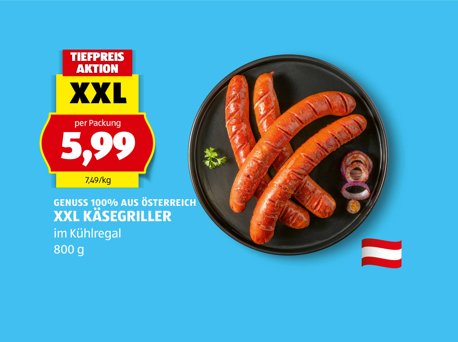 Genuss 100& aus Österreich, XXL Käsegriller, 800 g, € 5,99