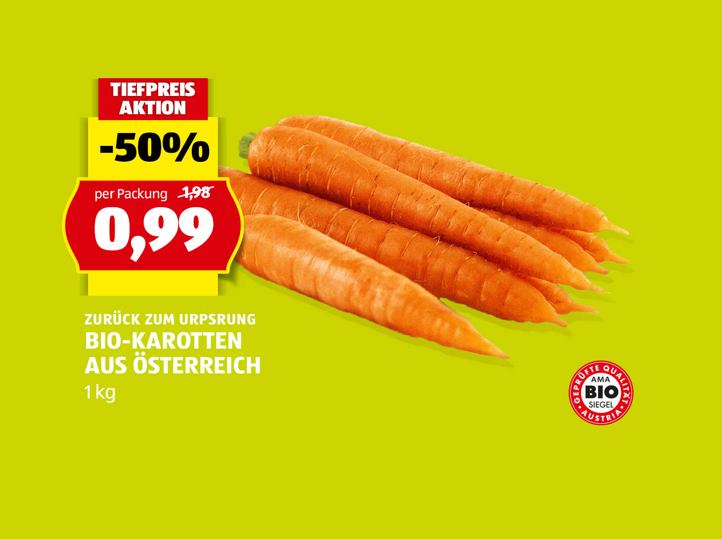 Zurück zum Ursprung, Bio-Karotten aus Österreich, 1 kg, € 0,99