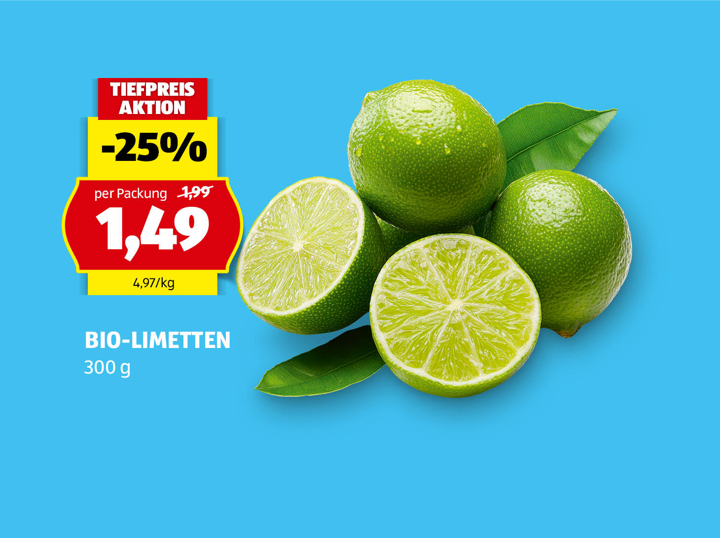 Bio-Limetten, 300 g, € 1,49
