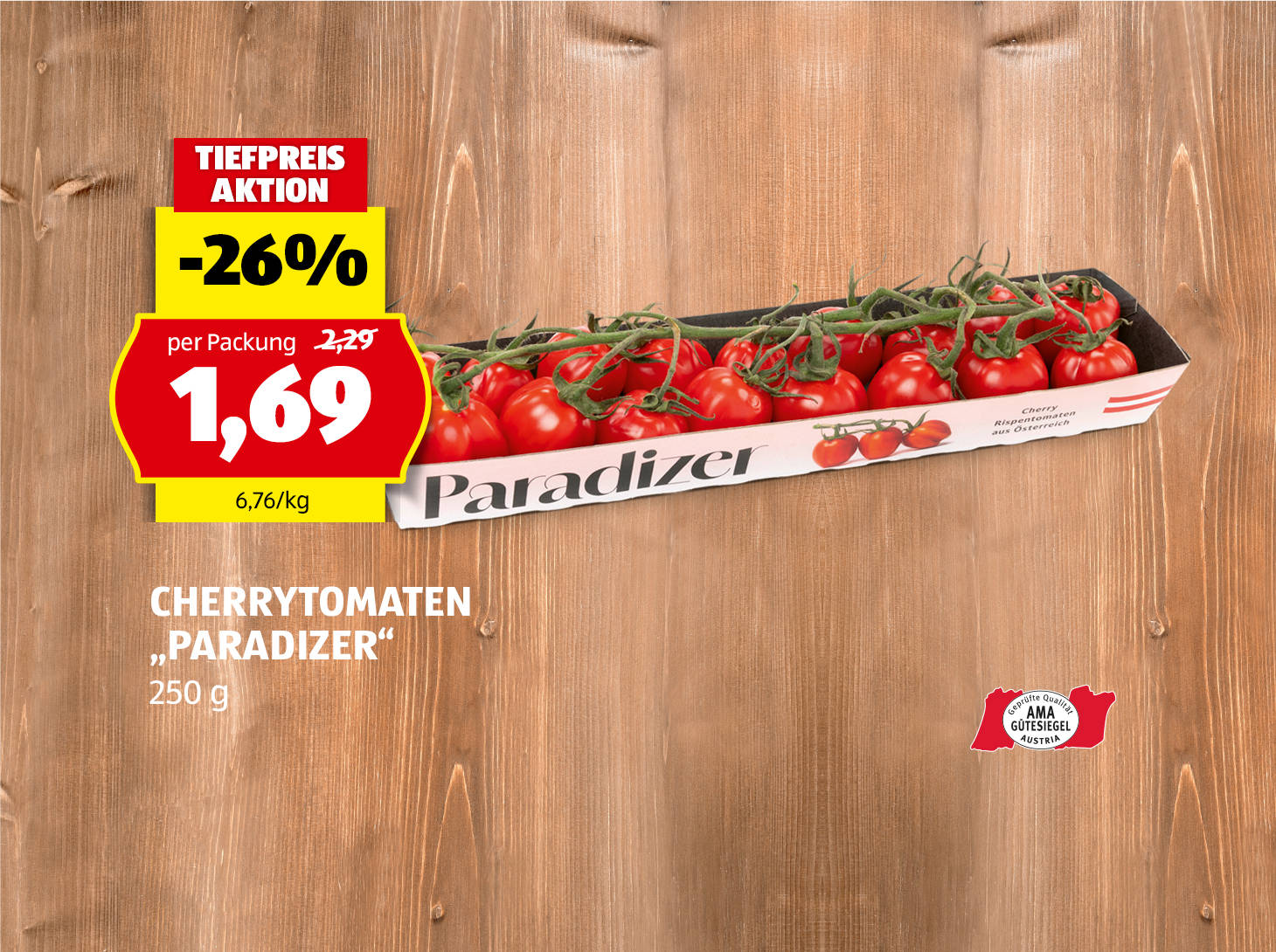 Cherrytomaten "Paradizer", 250 g, statt 2,29 per Packung nur € 1,69