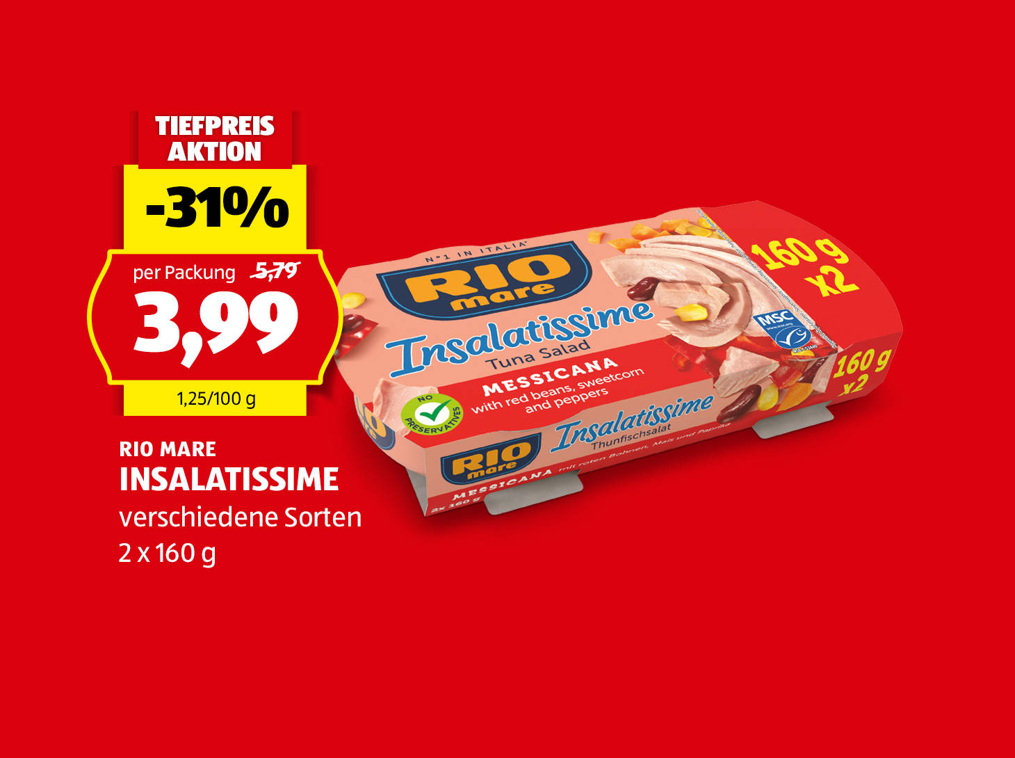 Rio Mare, Insalatissime, 2 x 160 g, in verschiedenen Sorten erhältich, € 3,99