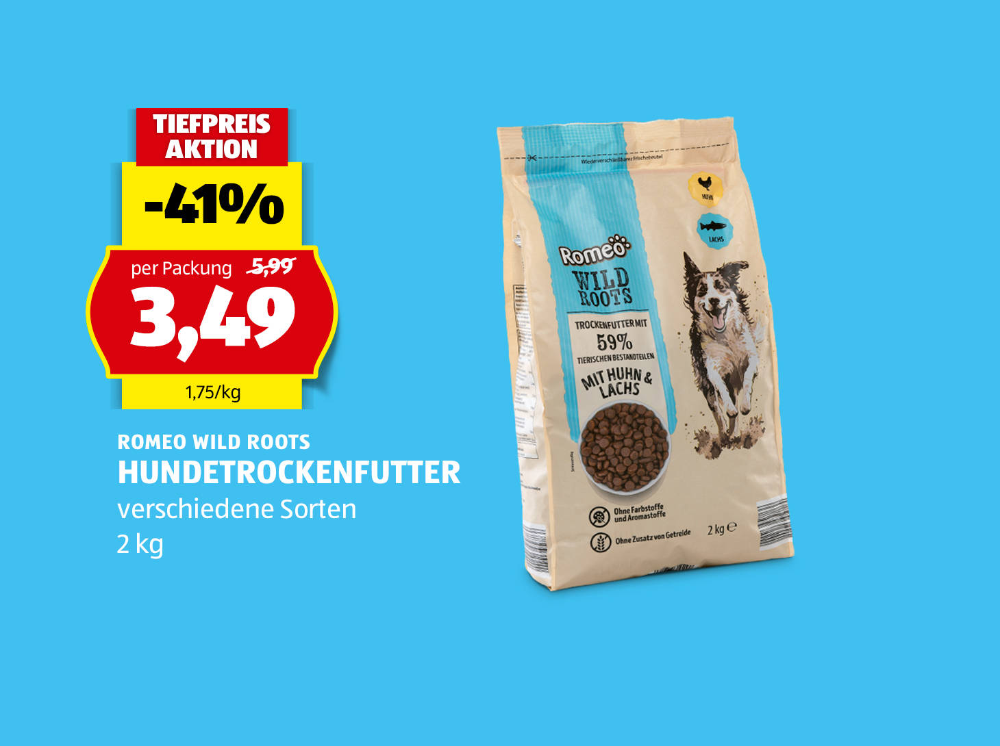Romeo Wild Roots, Hundetrockenfutter, 2 kg, in verschiedenen Sorten erhältlich, € 3,49