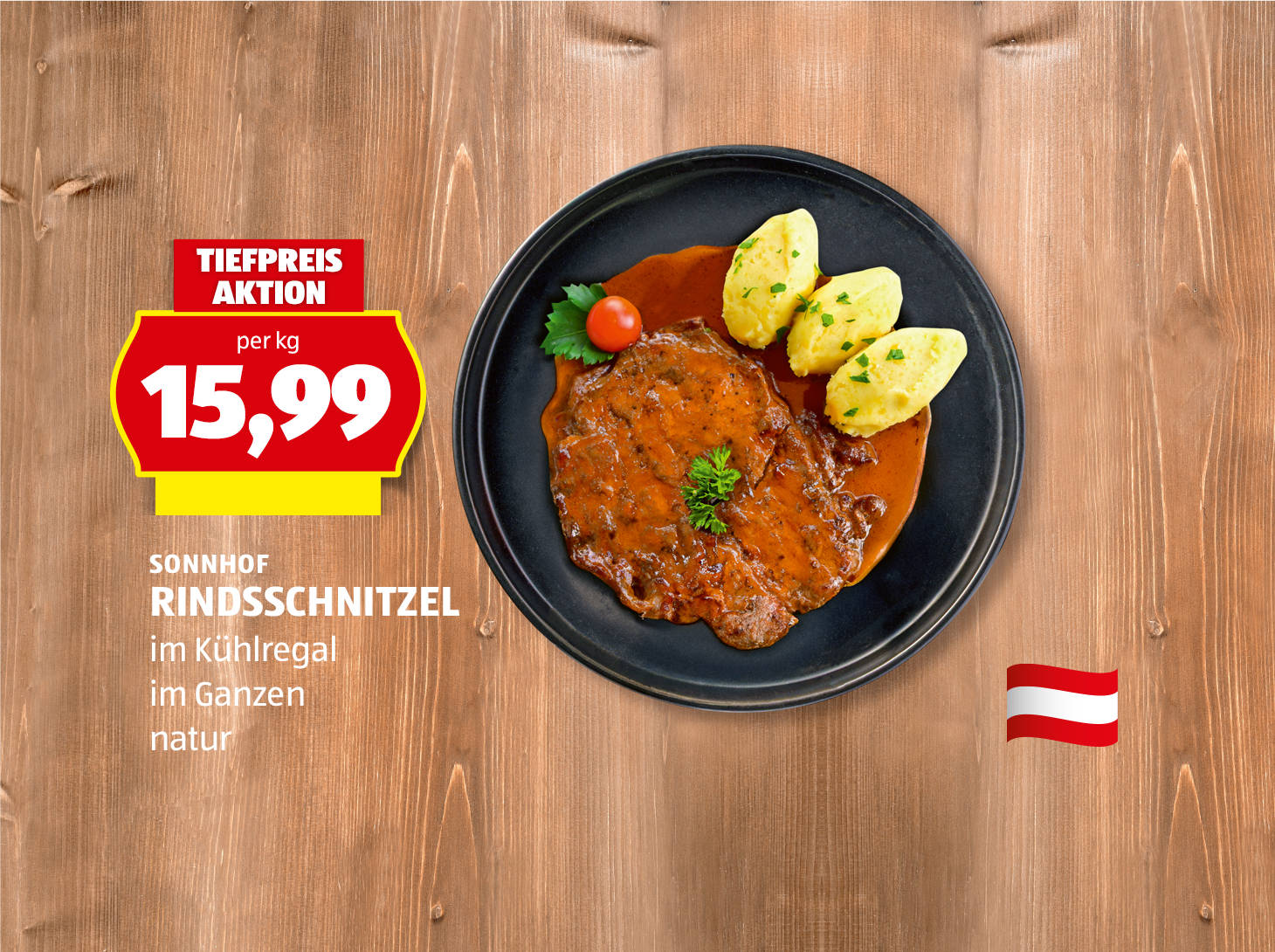 Sonnhof Rindsschnitzel, per kg nur € 15,99