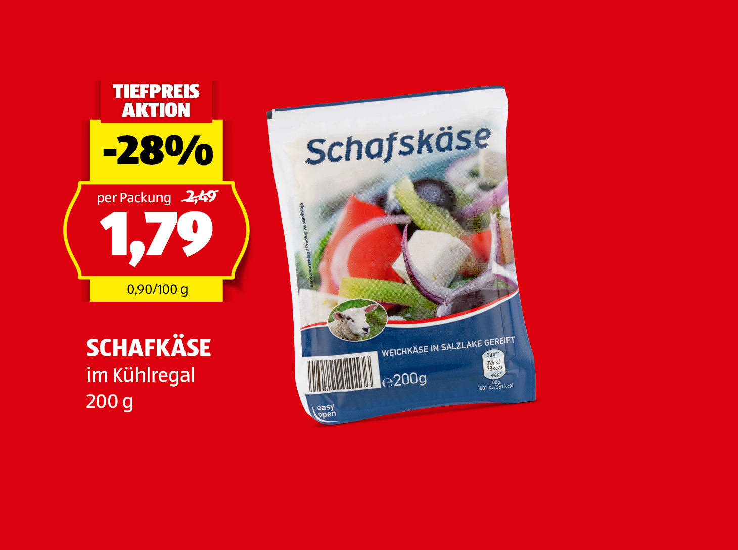 Schafskäse, € 1,79