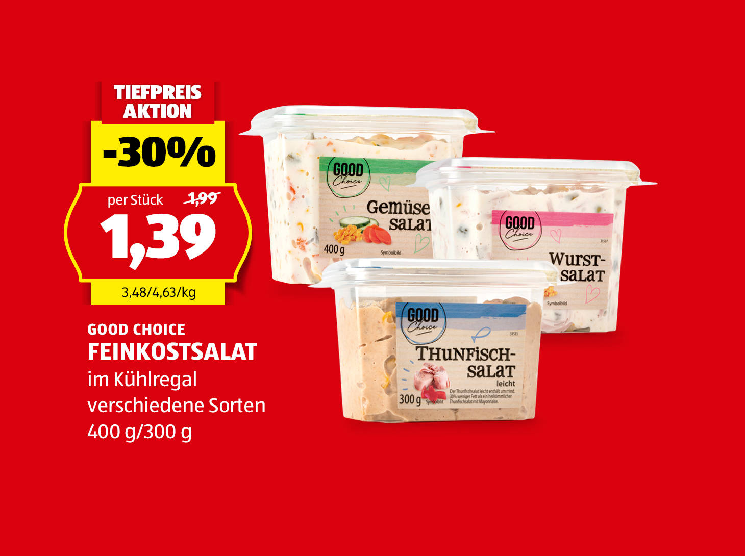 Good Choice Feinkostsalat, 400 g/300 g, in verschiedenen Sorten erhältlich, € 1,39