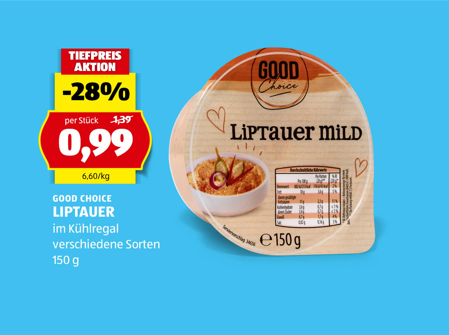 Good Choice, Liptauer, 150 g,  in verschiedenen Sorten erhältlich, € 0,99