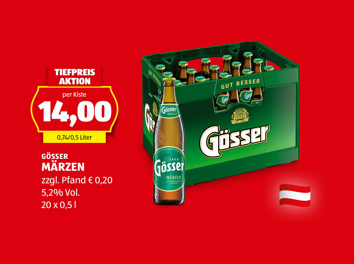 Gösser, Märzen Kiste, 20 x 0,5 l, € 14,80