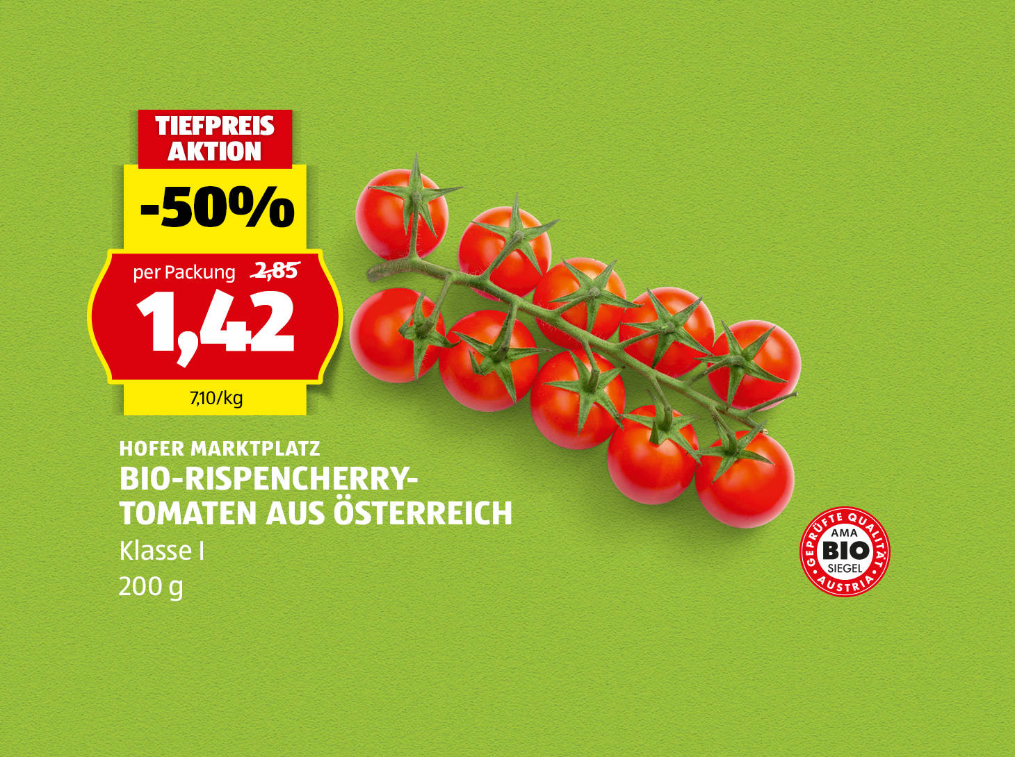 Hofer Marktplatz Bio-Rispencherrytomaten aus Österreich, € 1,42