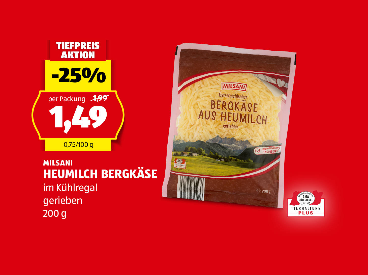 Milsani Heumilch Bergkäse, € 1,49