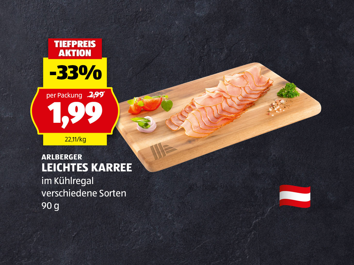 Arlberger Leichtes Karree, 90 g, in verschiedenen Sorten erhältlich, € 1,99