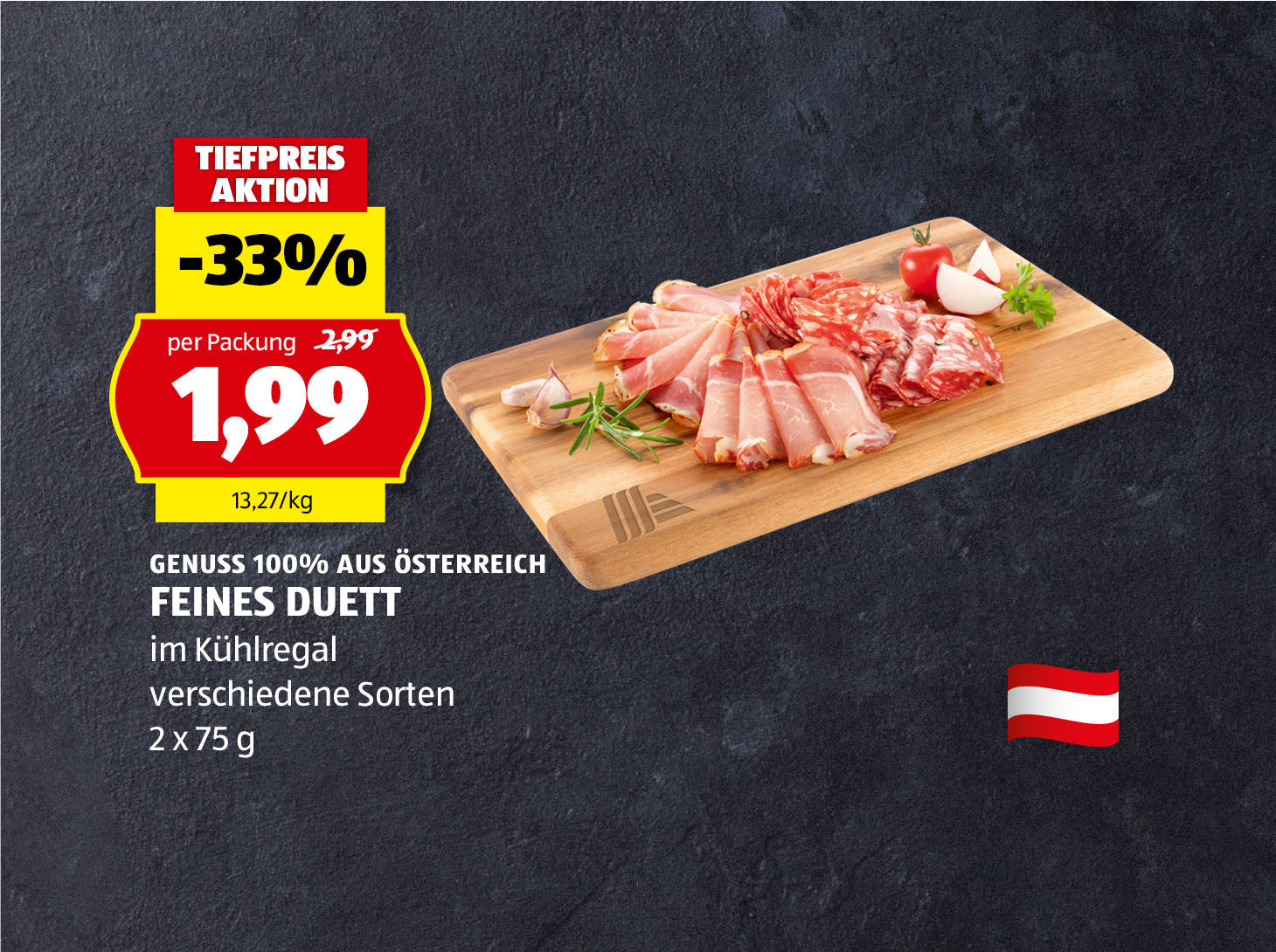 Genuss 100% aus Österreich, Feines Duett, 2 x 75 g, in verschiedenen Sorten erhältlich, € 1,99