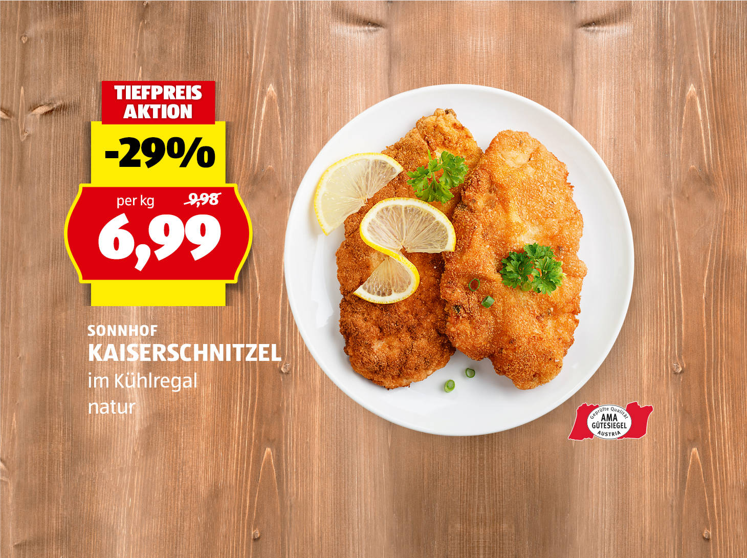 Sonnhof Kaiser-Schnitzel, statt 9,98 per Packung nur € 6,99