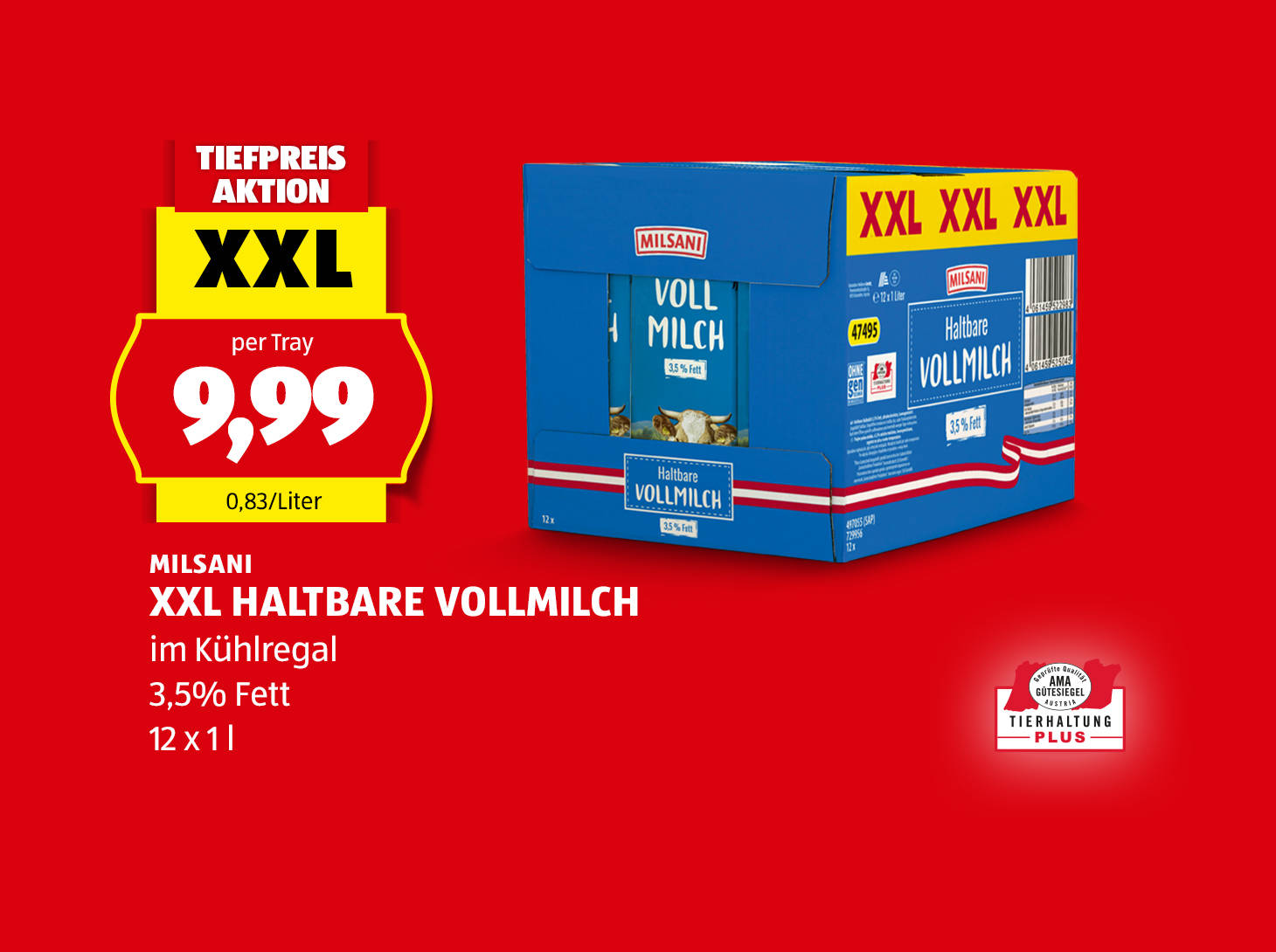 Milsani XXL Haltbare Vollmilch, € 9,99