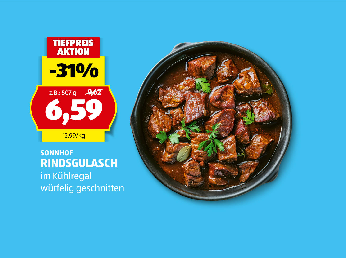 Sonnhof Rindsgulasch, € 6,59