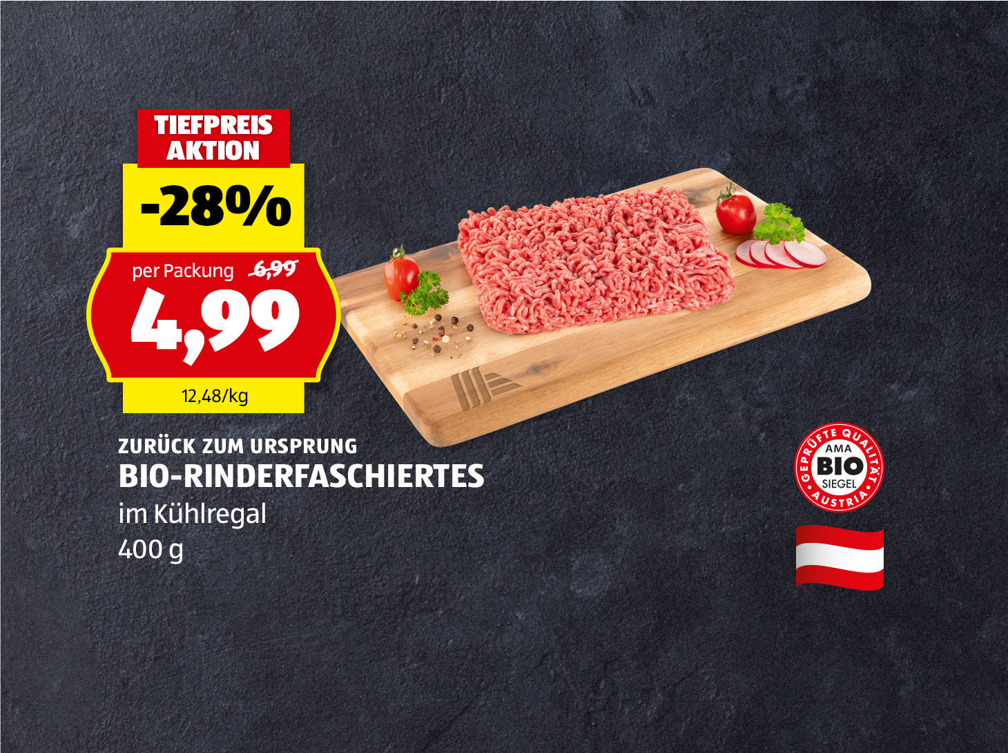 Zurück zum Ursprung, Bio-Rinderfaschiertes, 400 g, € 4,99