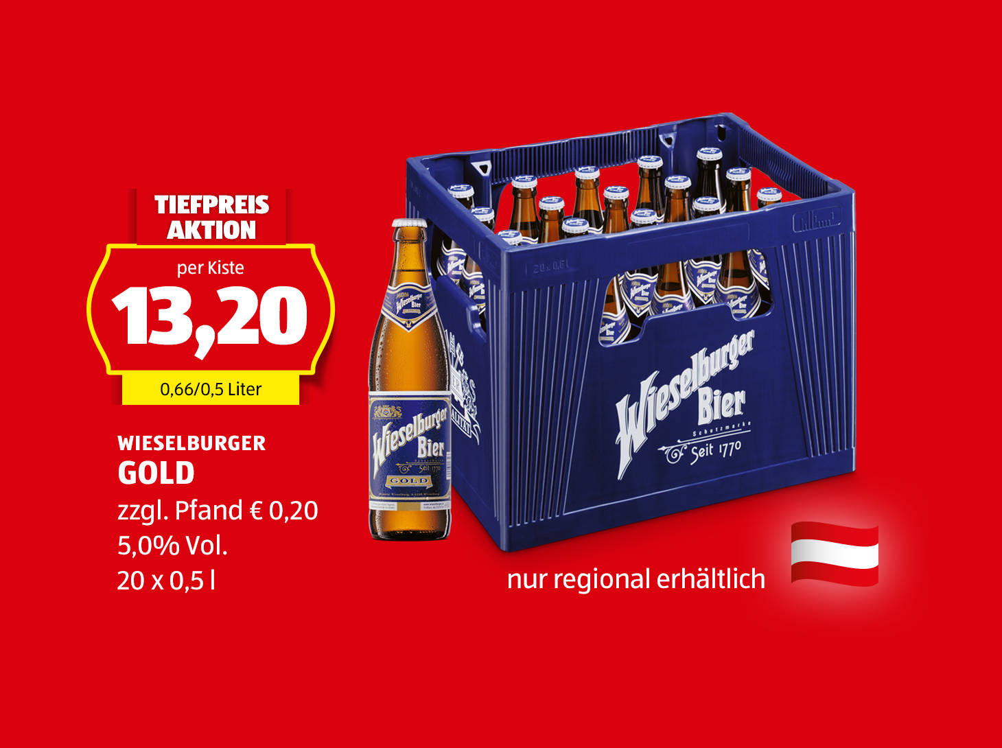 Wieselburger Gold Kiste, 20 x 0,5 l, € 13,20