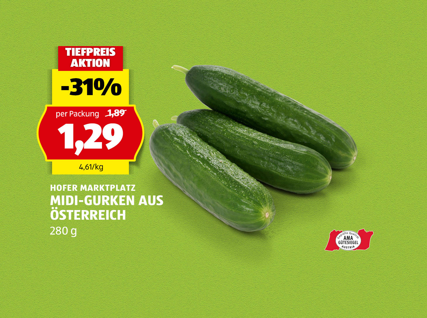 Hofer Marktplatz Midi-Gurken aus Österreich, € 1,29