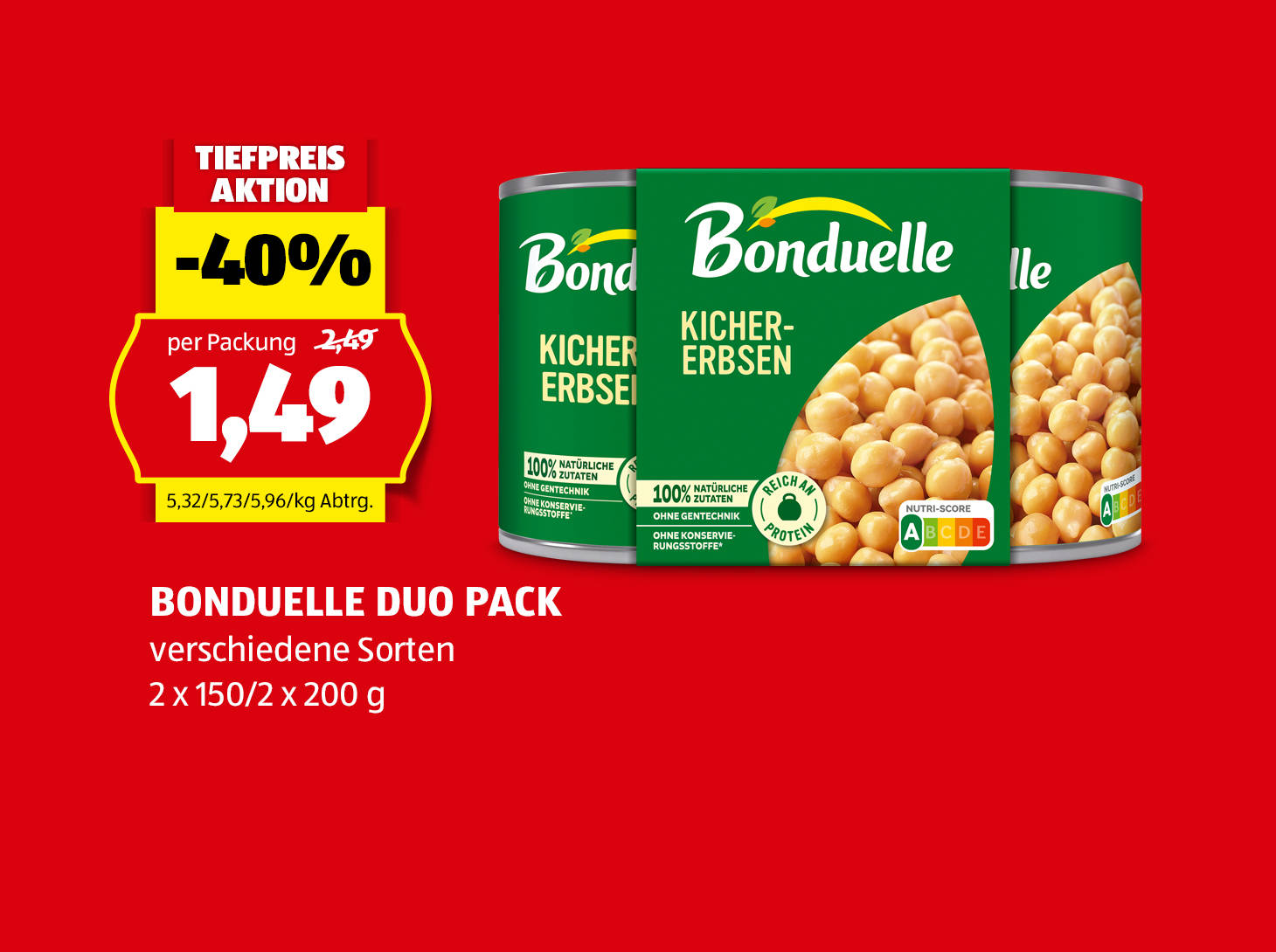 Bonduelle Duo Pack, 2 x 150/2 x 200 g, in verschiedenen Sorten erhältlich, € 1,49