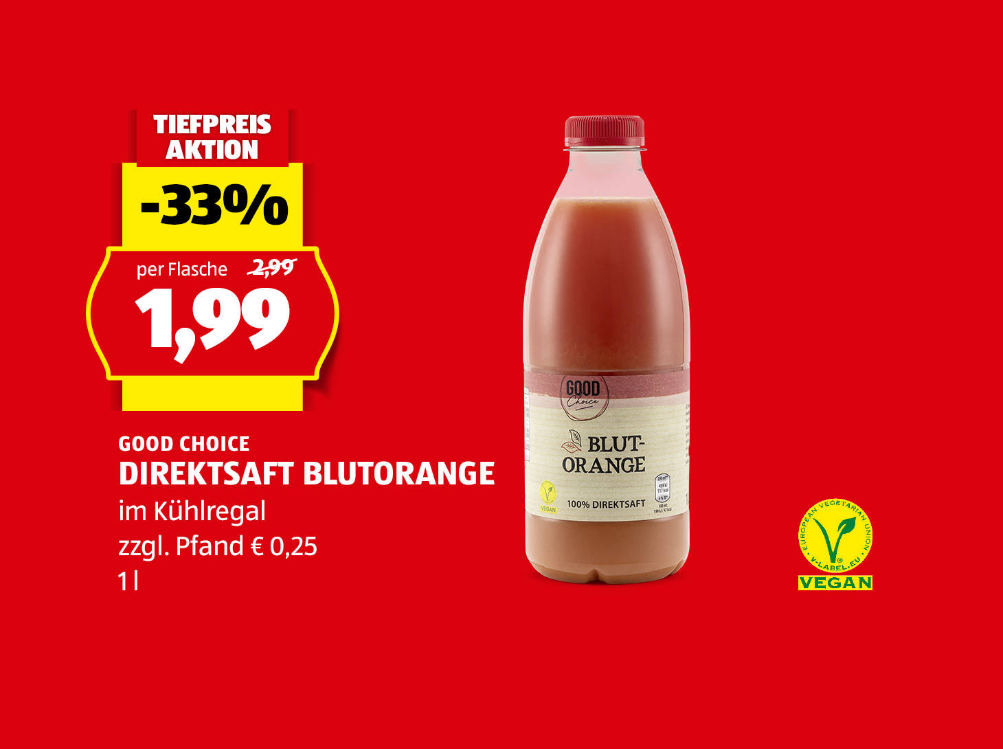 Good Choice Direktsaft Blutorange, 1 l, € 1,99
