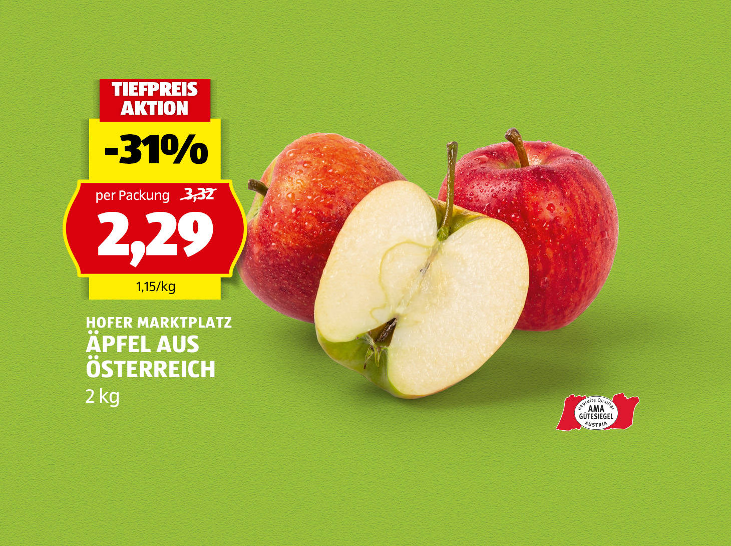 Hofer Marktplatz Äpfel aus Österreich, € 2,29
