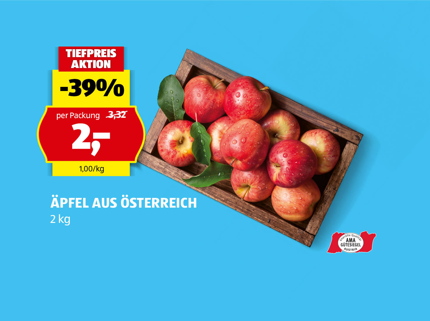 Äpfel aus Österreich, 2 kg, € 2,00