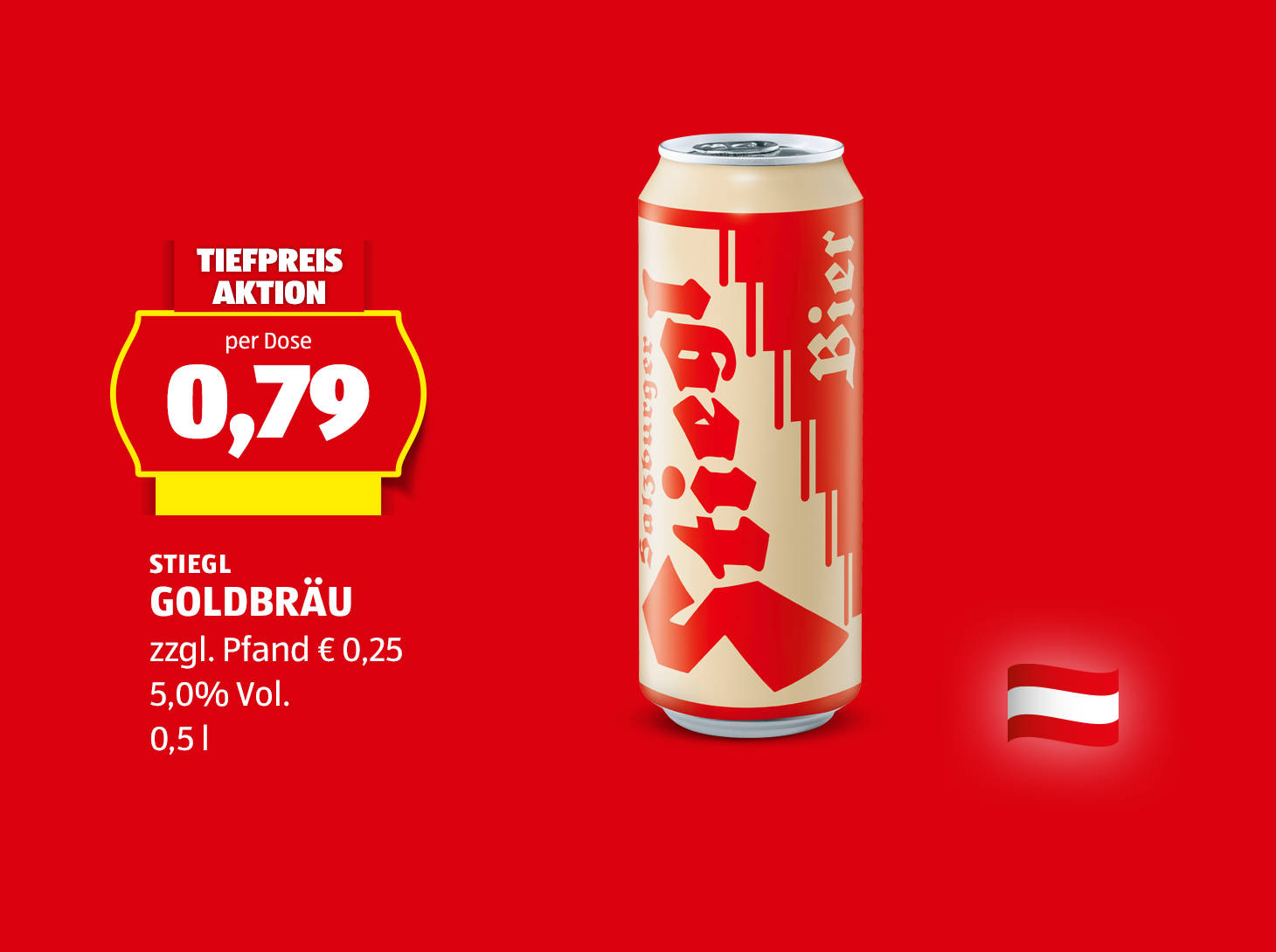 Stiegl, Goldbräu Dose, 0,5 l, 5,0%Vol., € 0,79