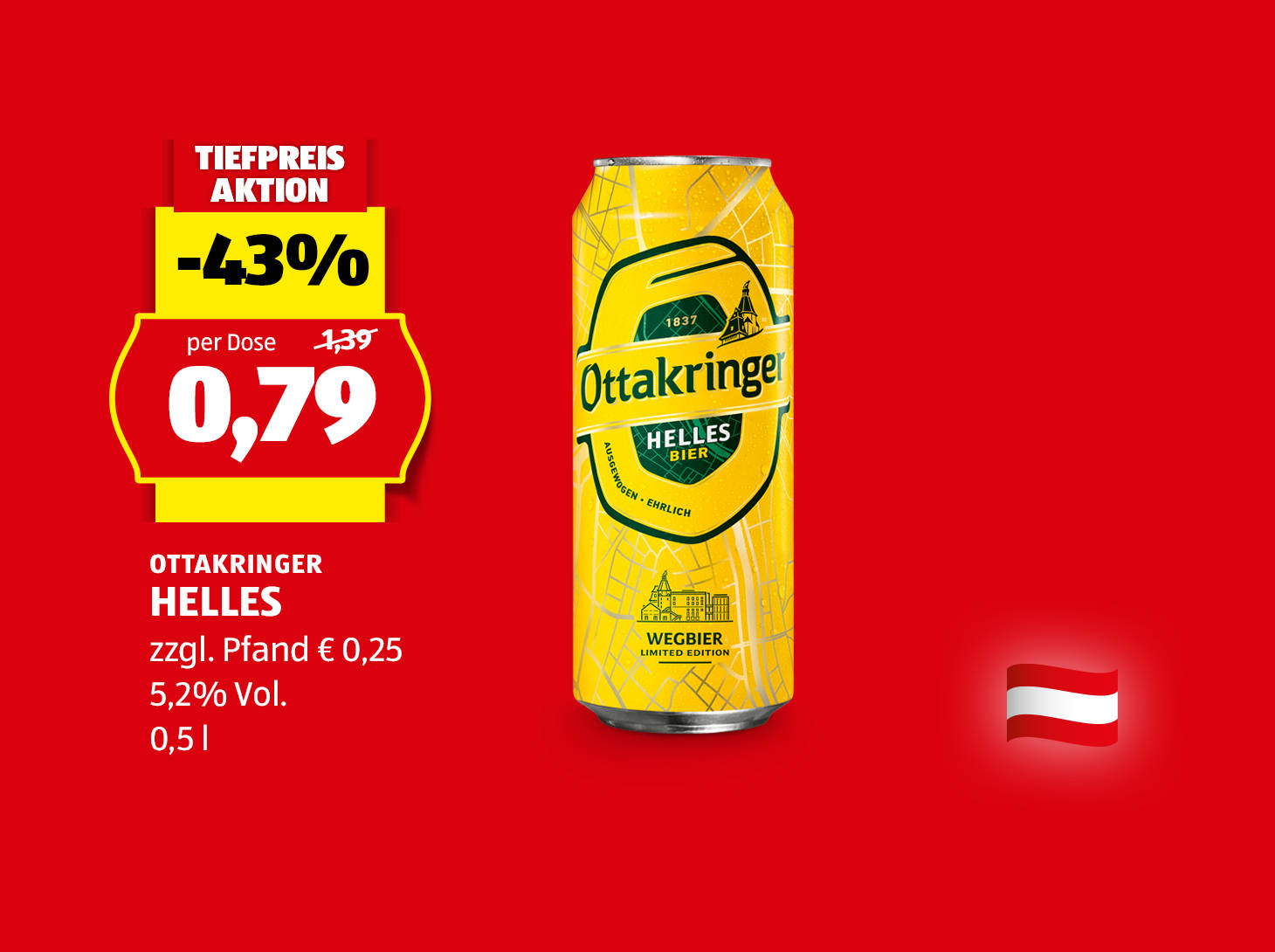 Ottakringer Helles Dose, 0,5 l, € 0,79